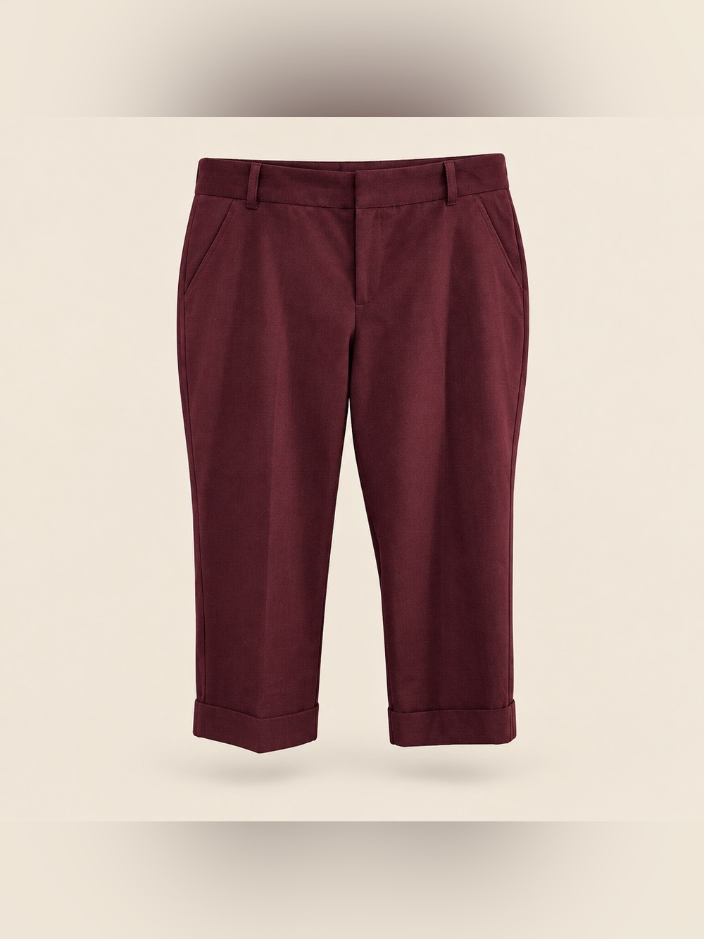 Christopher & Banks 16 Polyester Rayon Spandex Brown Cuffed Bottom Capris